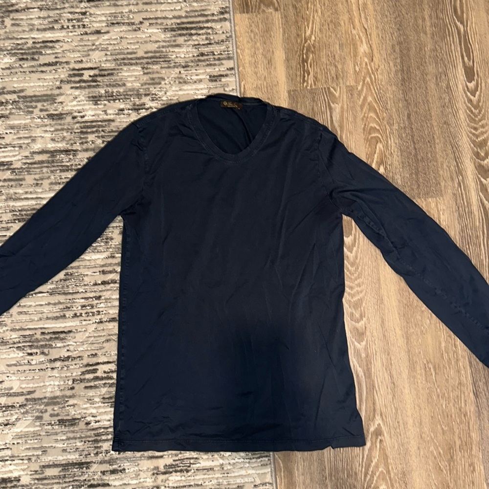 Loro Piana Long Sleeve Navy Blue T-shirt.